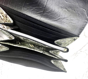 The Necessary Clutch Wallet - Vegan Leather - Snake Print - Green