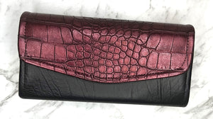 The Necessary Clutch Wallet - Marine Vinyl - Croc Skin - Burgundy