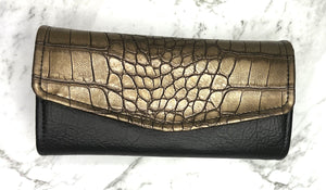 The Necessary Clutch Wallet - Marine Vinyl - Croc Skin - Bronze