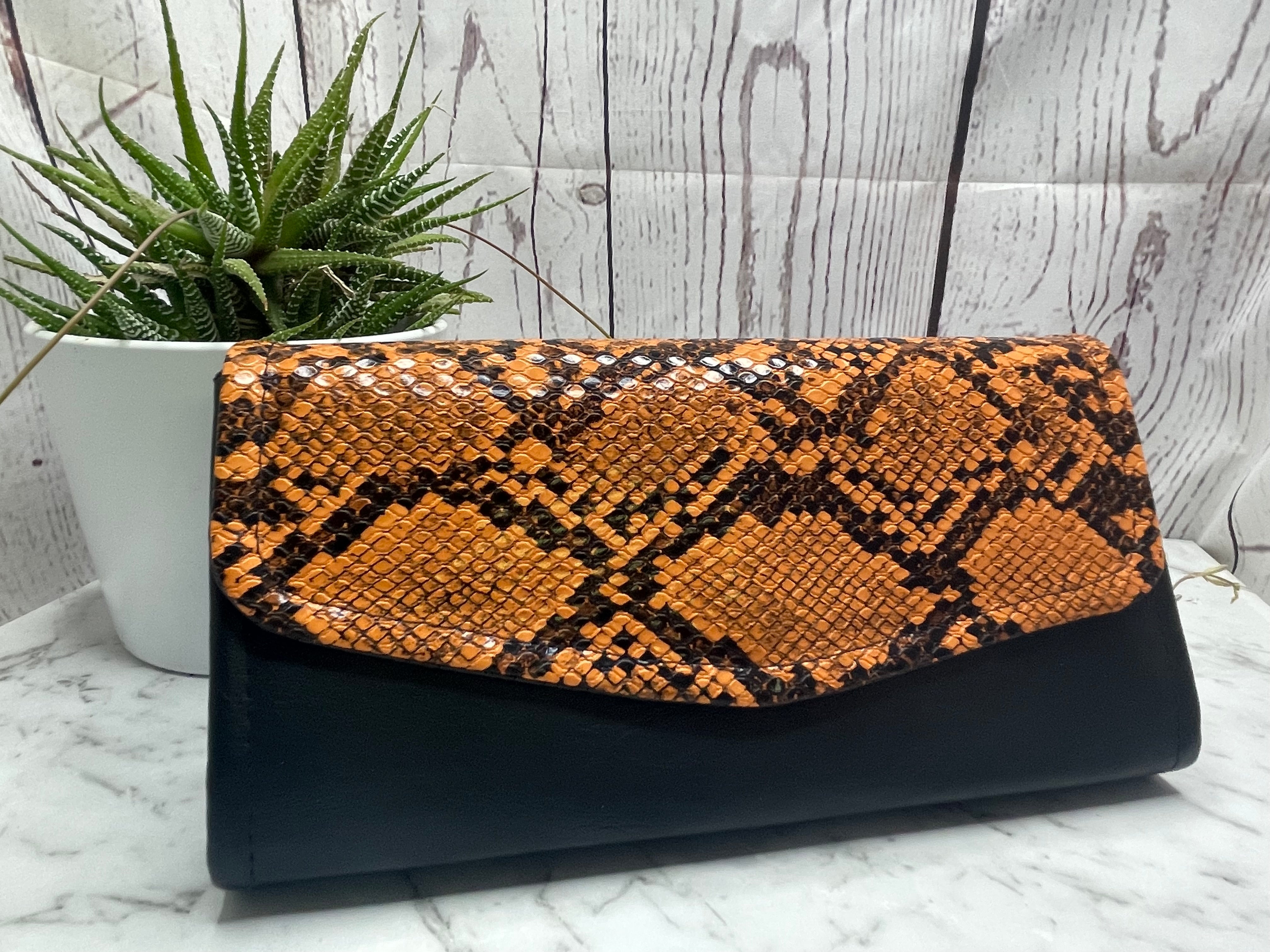 The Necessary Clutch Wallet - Marine Vinyl - Snake Skin - Brown