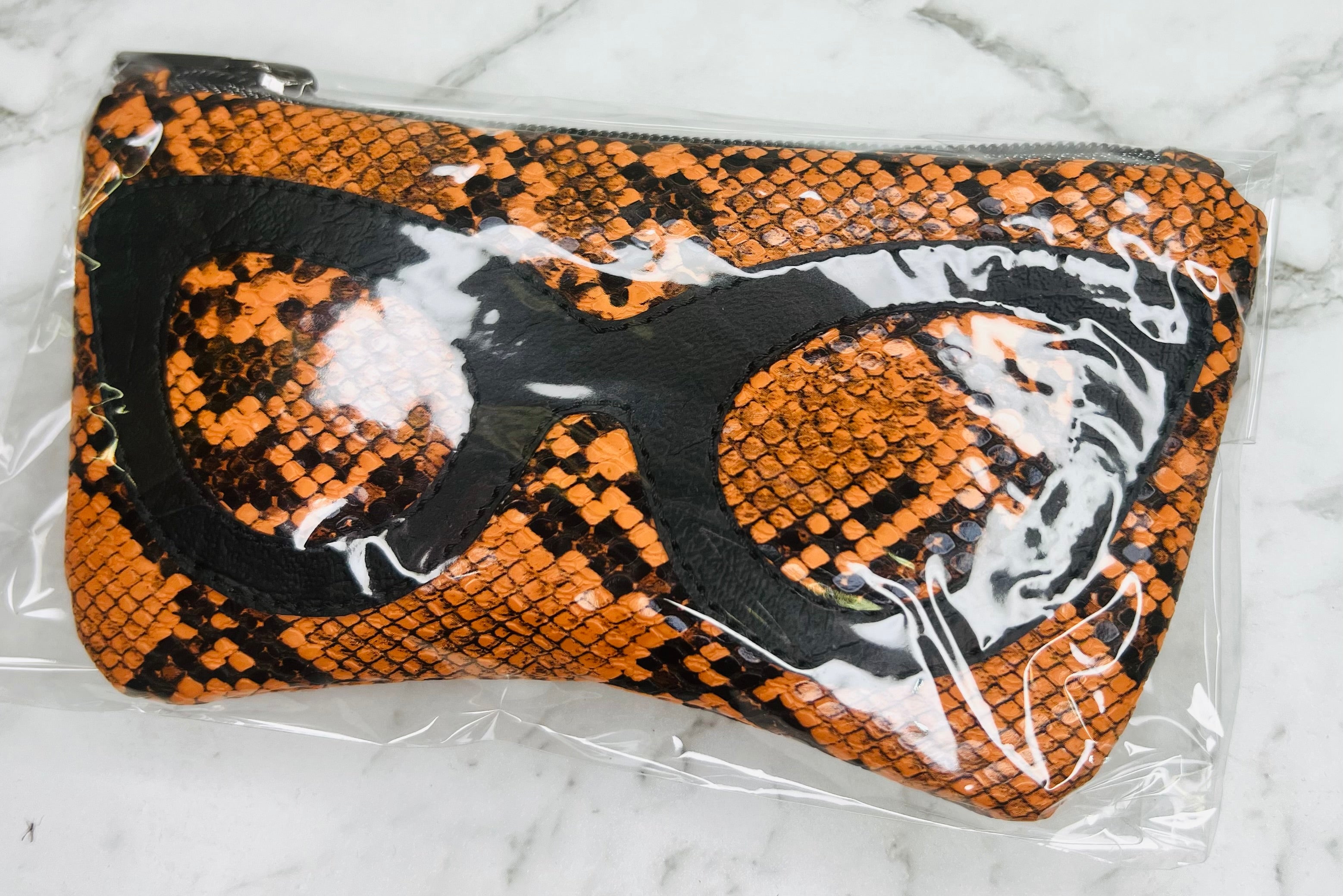 Glasses Case - Large - Snake Print - Vinyl - Brown