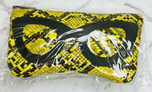 Glasses Case - Large - Snake Print - Vinyl - Yellow